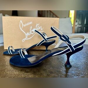 Christian Louboutin Navy & White Sandal